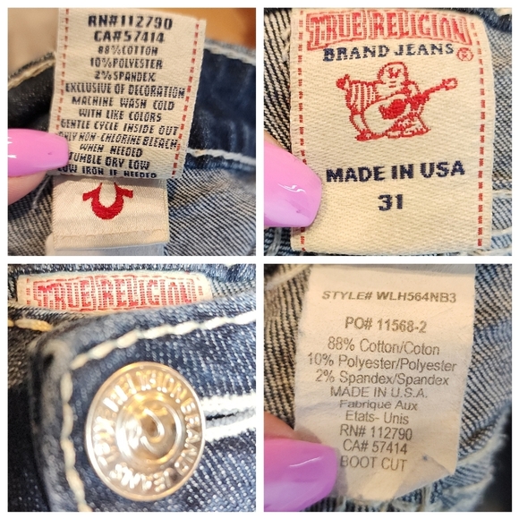 True Religion Bootcut Lowrise Darkwash Jeans Women's Size 31 - Picture 2 of 16